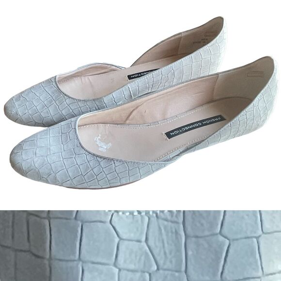French Connection Gray Leather Asia Flats Size 39 EU | Size 9 US Womens Shoes - Picture 1 of 9